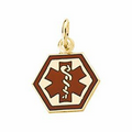 14K Yellow Medical ID Pendant w/ Red Enamel